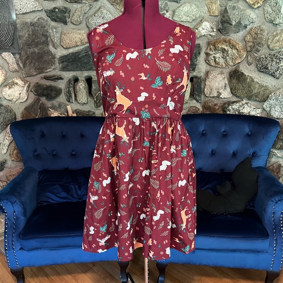 Modcloth Dresses & Skirts - ModCloth fit and flare xl woodland creature dress